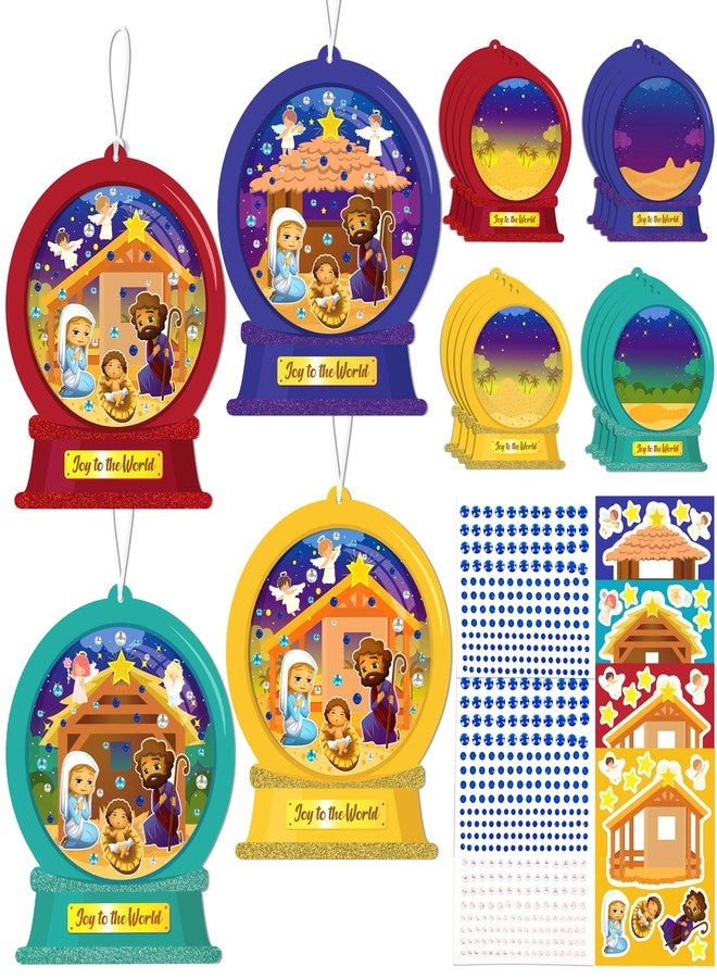 80UncleKimby 16PCS Christian Christmas Nativity Snow Globe Ornaments Crafts Kit, Make Your Own Religious Jesus Birth Scene Stickers Decorations Winter Holiday Birthday Gifts Party Favors Supplies - Image 1